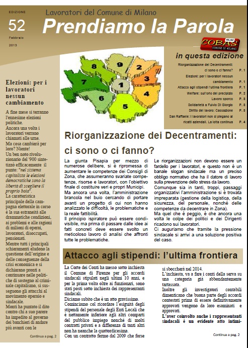 Bollettino Prendiamo la Parola n. 52