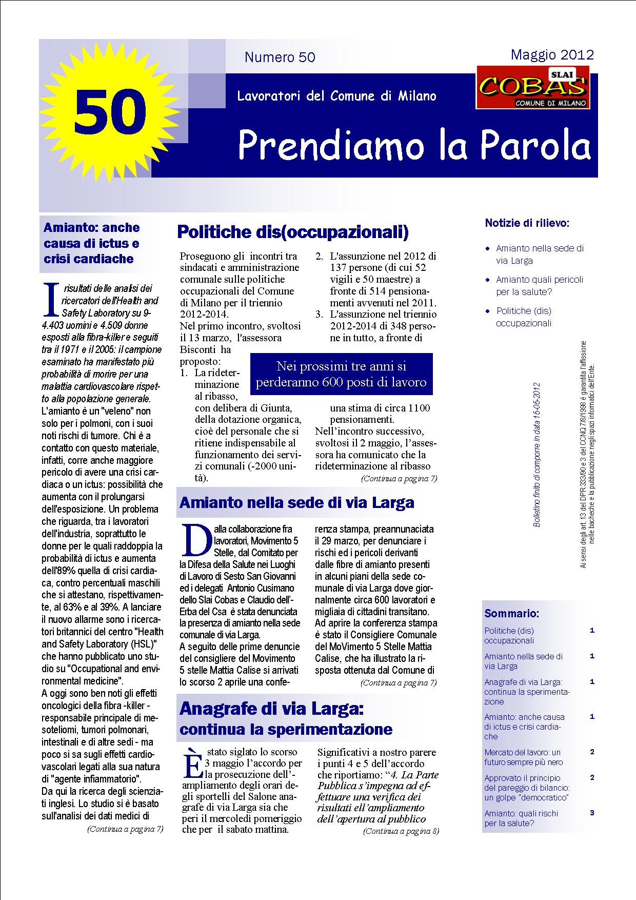 Bollettino Prendiamo la Parola n. 49